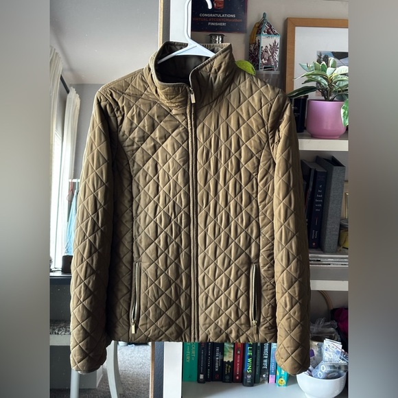 J Crew Factory quilted puffer jacket in olive green - Picture 2 of 5